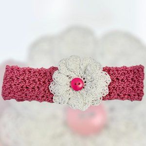 Brand New Handmade Crochet Newborn Baby Headband with a beautiful White flower